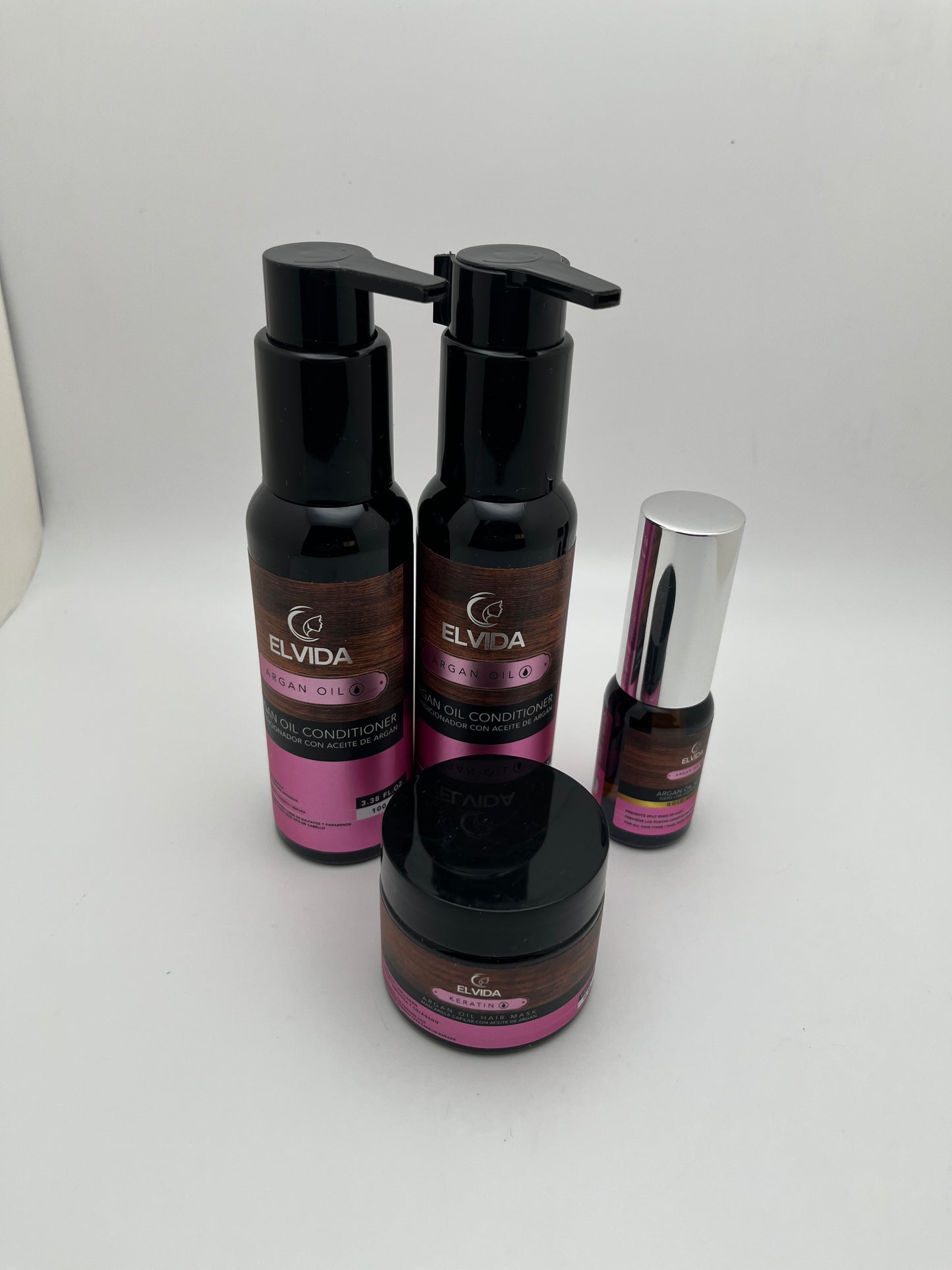 ELVIDA ACEITE DE ARGAN /   ARGAN OIL (INTENSIVE REPAIR FORMULA / FORMULA DE REPARACION TRAVEL SIZE KIT SULFATE-FREE; PARABEN-FREE; CRUELTY-FREE; AND ORGANIC INGREDIENTS. (Copy)