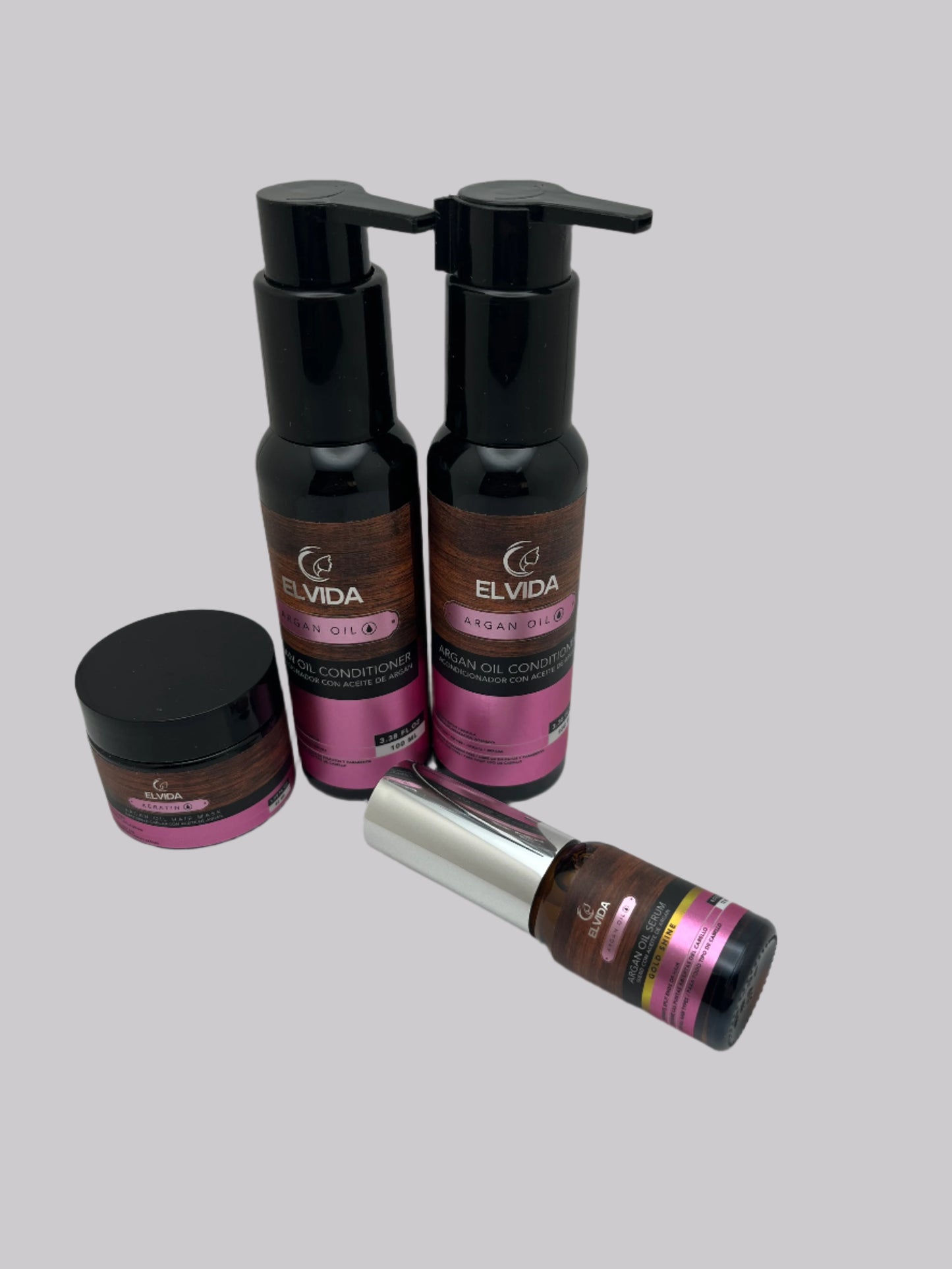 ELVIDA ACEITE DE ARGAN /   ARGAN OIL (INTENSIVE REPAIR FORMULA / FORMULA DE REPARACION TRAVEL SIZE KIT SULFATE-FREE; PARABEN-FREE; CRUELTY-FREE; AND ORGANIC INGREDIENTS. (Copy)