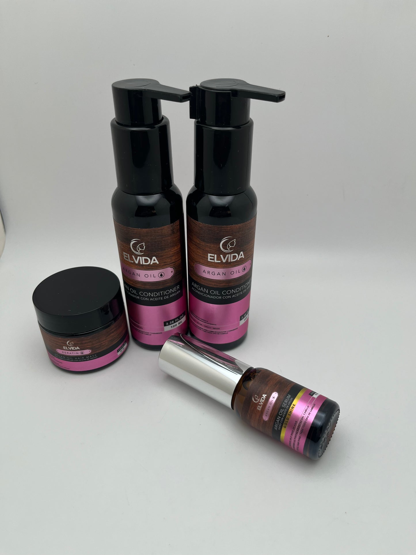 ELVIDA ACEITE DE ARGAN /   ARGAN OIL (INTENSIVE REPAIR FORMULA / FORMULA DE REPARACION TRAVEL SIZE KIT SULFATE-FREE; PARABEN-FREE; CRUELTY-FREE; AND ORGANIC INGREDIENTS. (Copy)