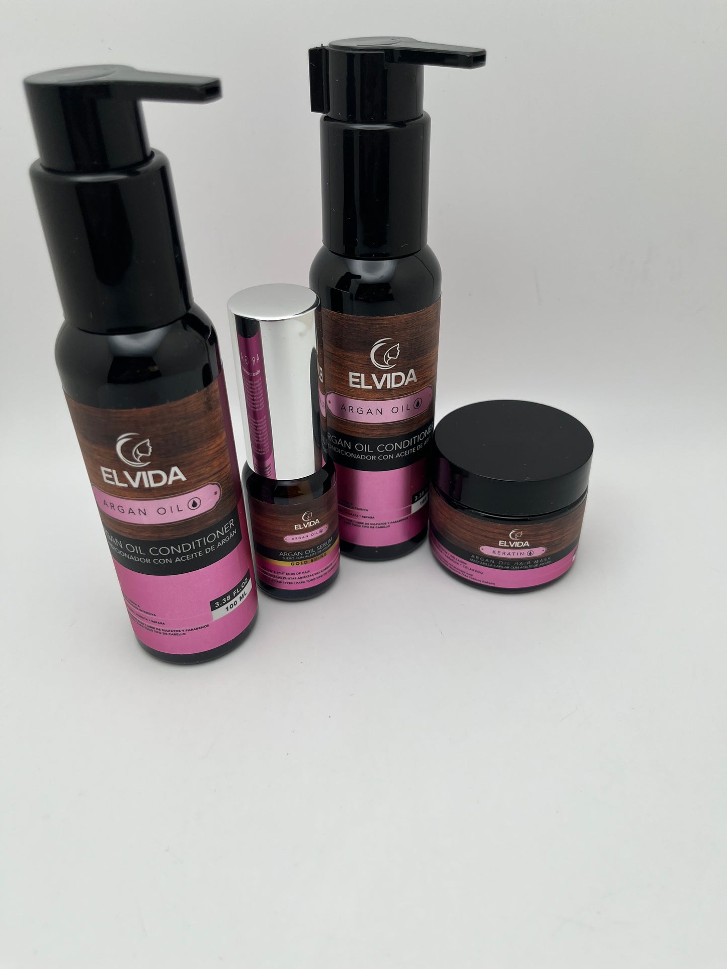 ELVIDA ACEITE DE ARGAN /   ARGAN OIL (INTENSIVE REPAIR FORMULA / FORMULA DE REPARACION TRAVEL SIZE KIT SULFATE-FREE; PARABEN-FREE; CRUELTY-FREE; AND ORGANIC INGREDIENTS. (Copy)