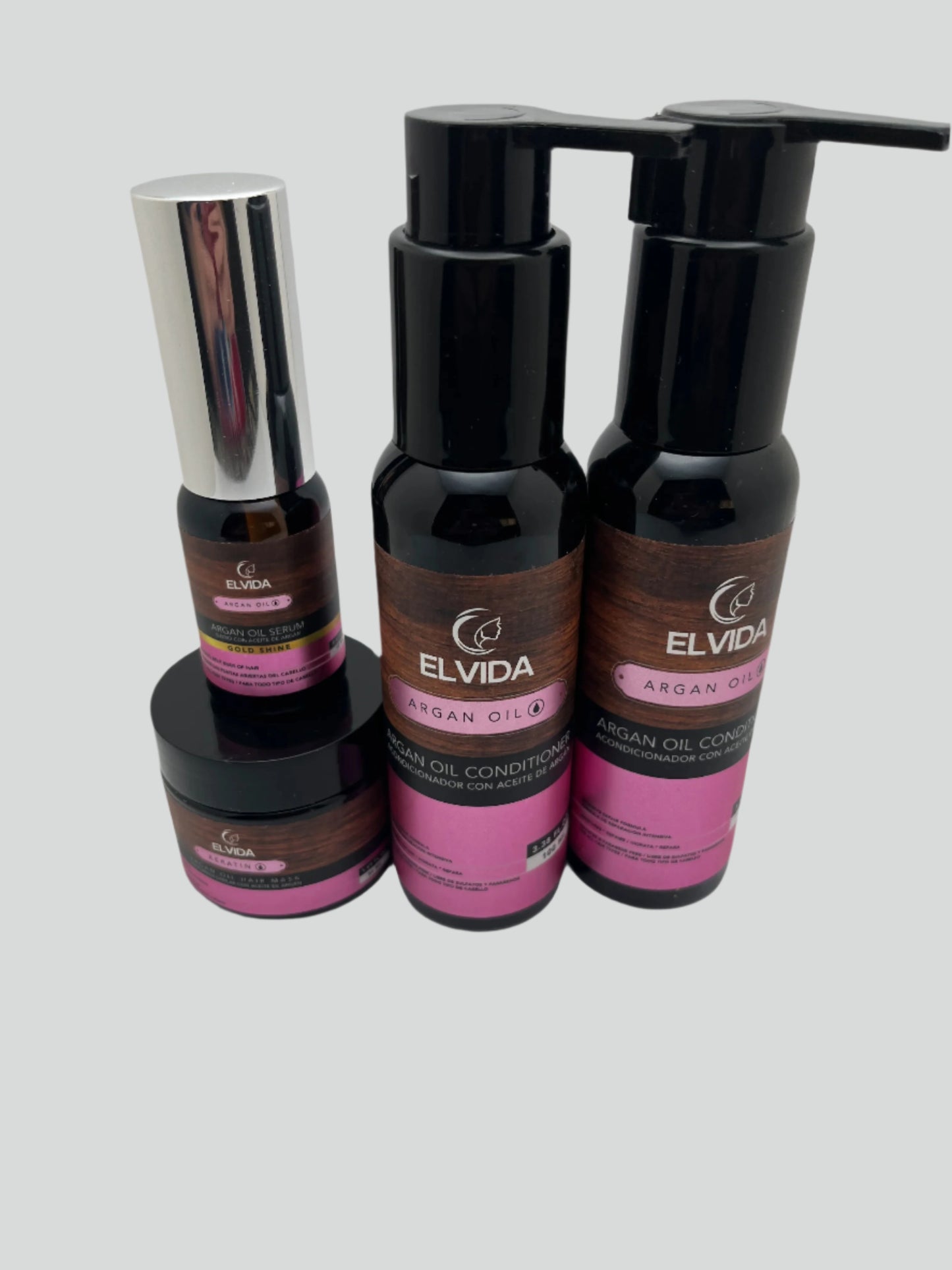 ELVIDA ACEITE DE ARGAN /   ARGAN OIL (INTENSIVE REPAIR FORMULA / FORMULA DE REPARACION TRAVEL SIZE KIT SULFATE-FREE; PARABEN-FREE; CRUELTY-FREE; AND ORGANIC INGREDIENTS. (Copy)