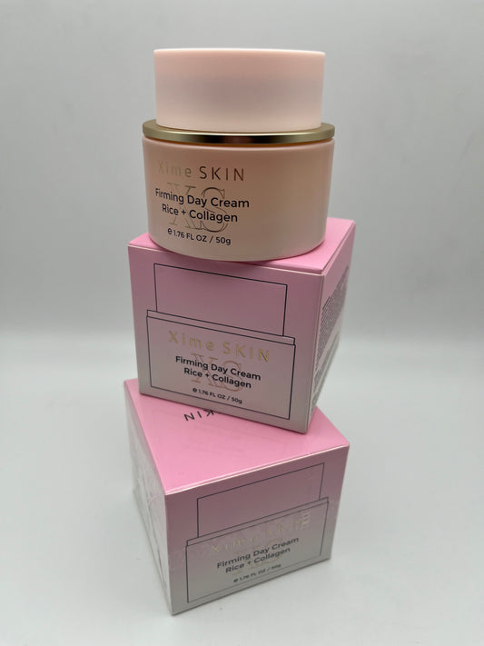 XIME SKIN  FIRMING DAY CREAM RICE + COLLAGEN e 1.76 FL. OZ / 50g INSTANT FIRMING AND LIFTING. GIVES A RENEWED AND SHINING GLOW.
