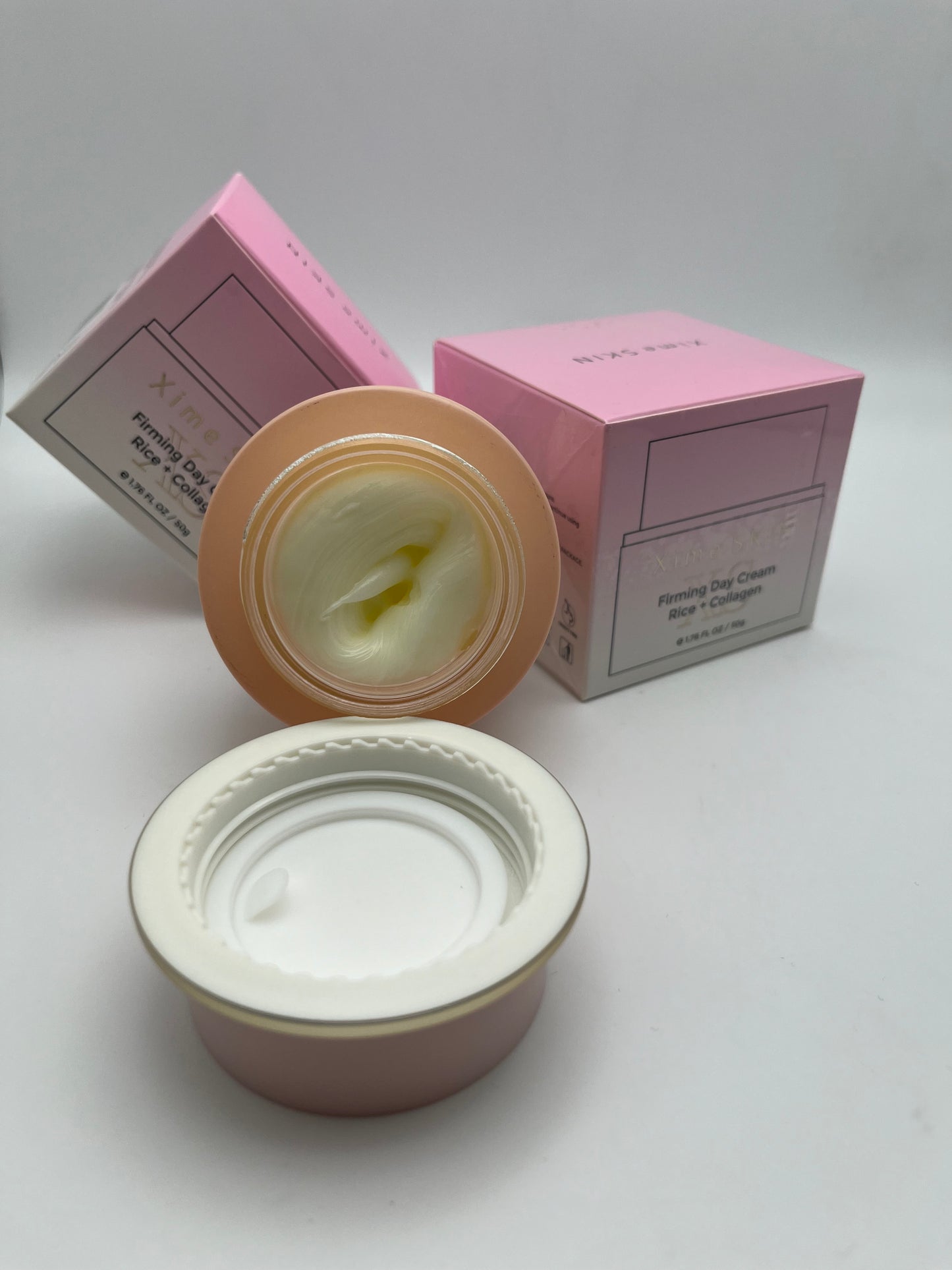 XIME SKIN  FIRMING DAY CREAM RICE + COLLAGEN e 1.76 FL. OZ / 50g INSTANT FIRMING AND LIFTING. GIVES A RENEWED AND SHINING GLOW.