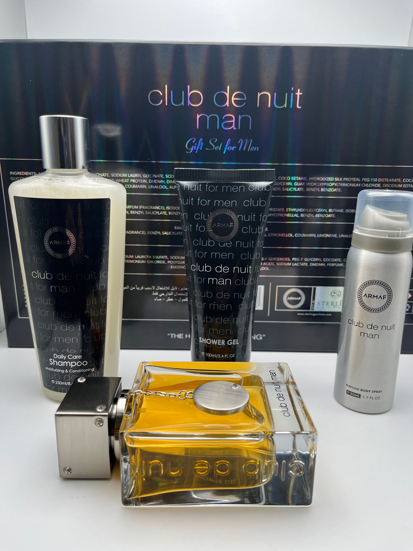 club de nuit man Gift Set for Men ARMAF SHOWER GEL - e100ML/3,4FL. OZ  PERFUME BODY SPRAY - e50ML/1.7FL. OZ SA